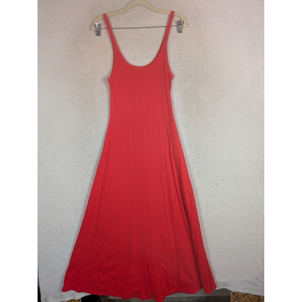 Old Navy Maxi Dress Women's Small Red Ribbed Sleeveless Scoop Neck Stretch